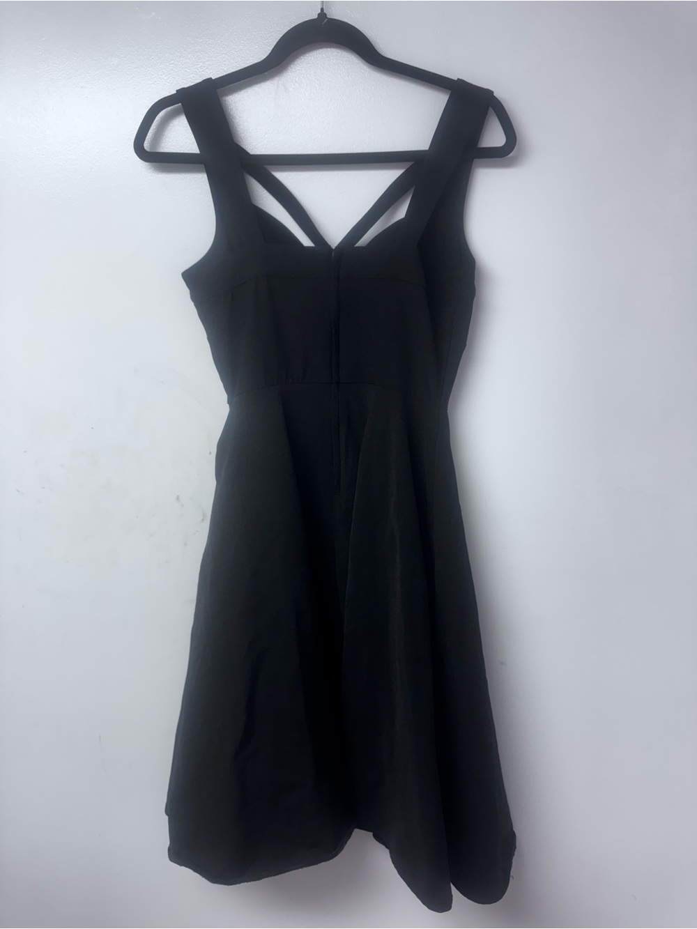 Voodoo Vixen Black Fit & Flare Swing Dress Criss Cross Strap Retro Pin Up Small - Picture 6 of 12